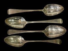 Four Georgian silver tablespoons.