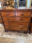 Victorian mahogany chest of two short above three long graduated drawers on turned legs,