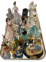 Collection of Royal Doulton and Royal Worcester lady figurines, Royal Doulton Bunnykins,