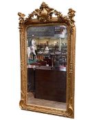 Rectangular gilt framed bevelled wall mirror,