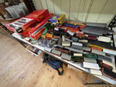 Collection of railway including Tri-Ang, Hornby, carriages, track, etc.