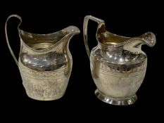 Two Georgian silver cream jugs, London 1799 & 1800.