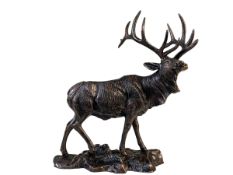 Ornate bronzed stag sculpture, 43cm.