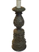 19th Century bronze lamp base converted to electricity, 56cm.