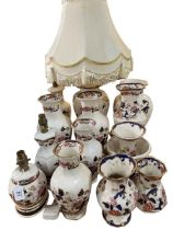 Collection of Masons Blue Mandalay including table lamps, vases, etc.