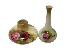 Two Royal Worcester Roses vases.