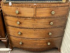 Victorian mahogany bow front chest of two short above three long graduated drawers on splayed legs,