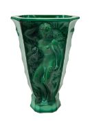 Malachite glass vase, 23cm.