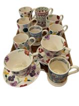 Collection of Emma Bridgewater ceramics including cups, mugs and saucers.