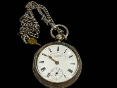 J G Graves, Sheffield silver pocket watch and silver albert.