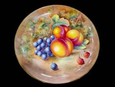 Royal Worcester fruit painted plate by J. Cook, 23cm diameter.