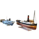 Model of a Tug Boat and a Gun Ship.