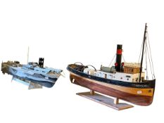 Model of a Tug Boat and a Gun Ship.