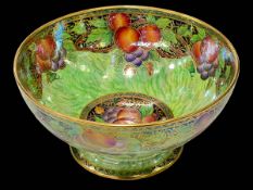 New Hall lustre bowl decorated with fruit signed Lucien Boullemier.
