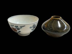 Chinese brush washer and foliate decorated small bowl (2).