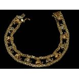 18 carat two colour mesh chain and elephants bracelet, 18cm length.