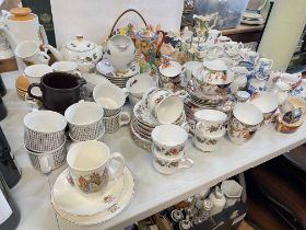 Collection of decorative jugs including Royal Worcester, Royal Crown Derby paperweight,