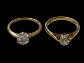 Two diamond set 9 carat gold rings, size I/J.