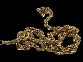 18 carat gold graduated rope twist necklace, 43cm length.