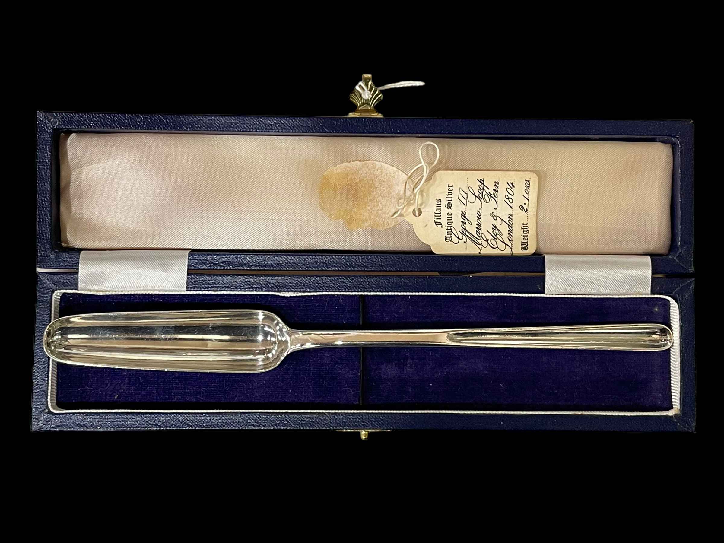 Good George III silver marrow scoop by Eley and Fearn, London 1804, 23cm length,