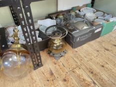 Oil lamp, ceiling light, Royal Doulton Bunnykins, part teawares, etc.