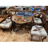 Victorian inlaid shaped top snap top centre table, 70cm by 94cm by 94cm,