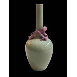 Chinese vase with applied pink dragon, blue seal mark, 28cm.