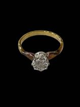 Diamond solitaire 18 carat gold ring, size K.