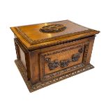Early 20th Century carved oak sewing box, 19cm.