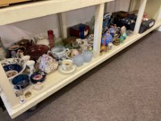 Box of Diecast model cars, Oriental wares, Moorcroft lidded jar, decorative pottery, etc.