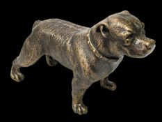 Bronzed cast metal bull terrier.