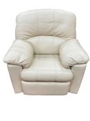 G Plan cream leather manual reclining chair.