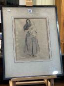 Philip Naviasky, Mother and Child, mixed media, signed lower right, 30cm by 33.5cm, in glazed frame.