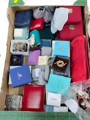 Box of costume jewellery, wristwatches, etc.