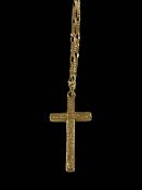 9 carat gold cross with fine chain necklace.