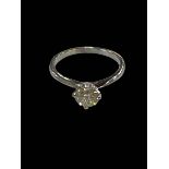 18 carat white gold solitaire diamond ring, diamond 0.79 carats, size M.