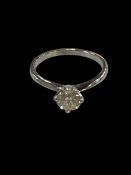 18 carat white gold solitaire diamond ring, diamond 0.79 carats, size M.