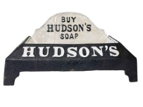 Cast metal 'Buy Hudson's Soap' bowl.