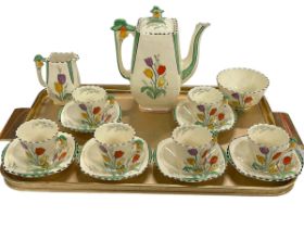 Fifteen piece Burleigh Ware hand painted coffee service decorated with tulips.