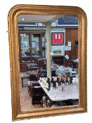 French gilt painted arched top overmantel mirror, 117cm by 84cm.