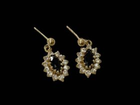 Pair sapphire 9 carat gold earrings (no butterflies).