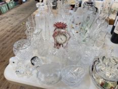 Collection of glass and crystal including Waterford, Swarovski, Caithness paperweights, etc.