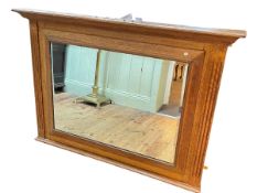 Oak framed bevelled overmantel mirror reputedly originally in Martins Bank, High Row, Darlington,