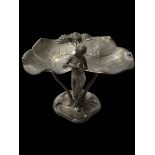 Art Nouveau style lady and leaf centre piece, 20cm.