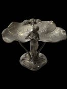 Art Nouveau style lady and leaf centre piece, 20cm.