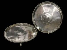 Pair George III silver waiters by Robert Jones and John Schofield,