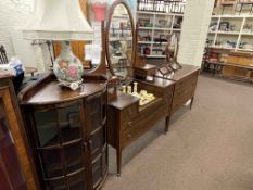 Edwardian mahogany dressing table and three drawer chest, two door corner cabinet,