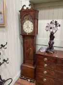 Antique mahogany cased eight day longcase clock having painted arched dial signed Wm Smith,