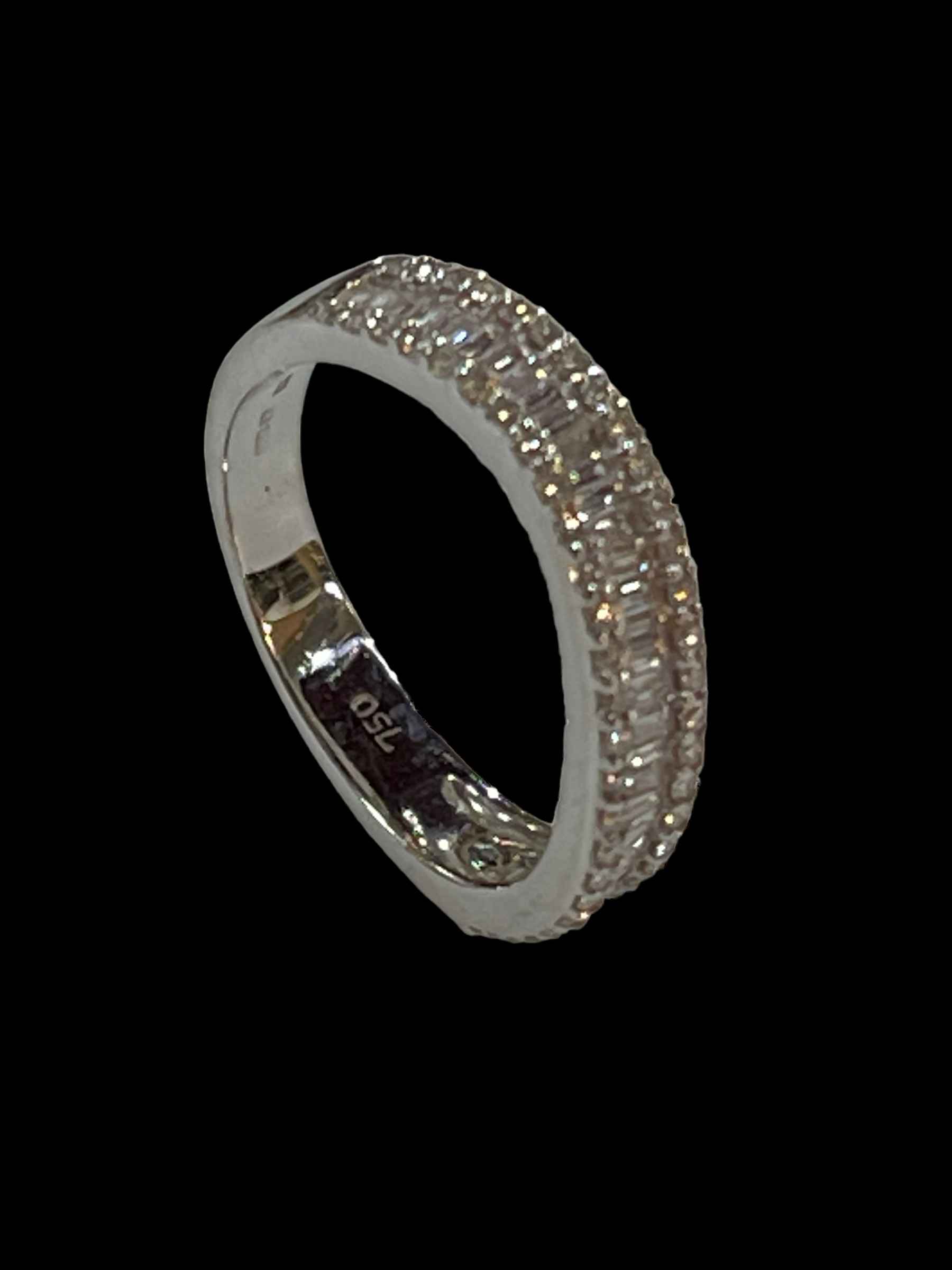 18 carat white gold and diamond three row half eternity ring, size L. - Image 2 of 2