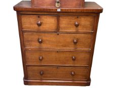 Victorian mahogany chest of two short above three long drawers on plinth base,
